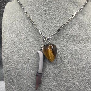 Witch B*tch Tigers Eye Pocket Knife Necklace